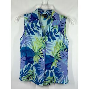 C25.  Rafaella sleeveless sheer no stretch polyester blouse size small